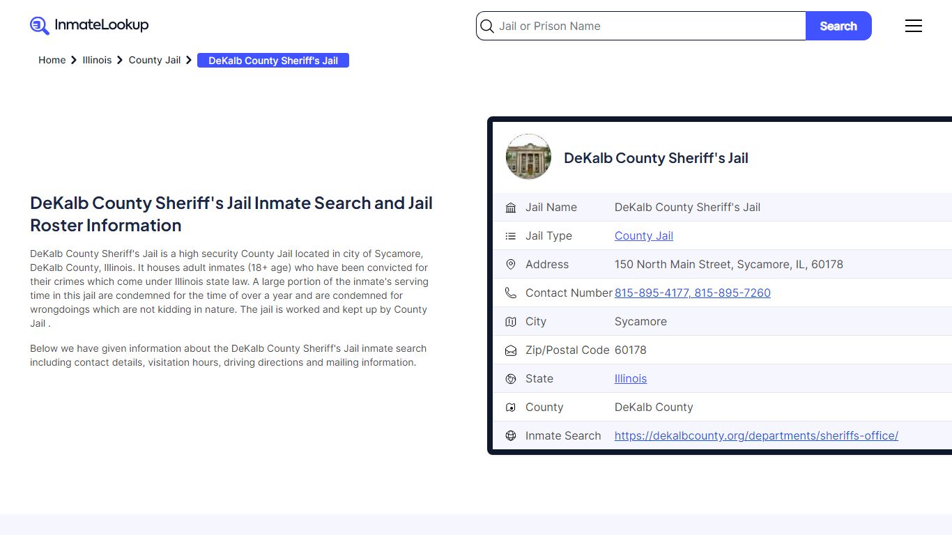 DeKalb County Sheriff's Jail (IL) Inmate Search Illinois - Inmate Lookup